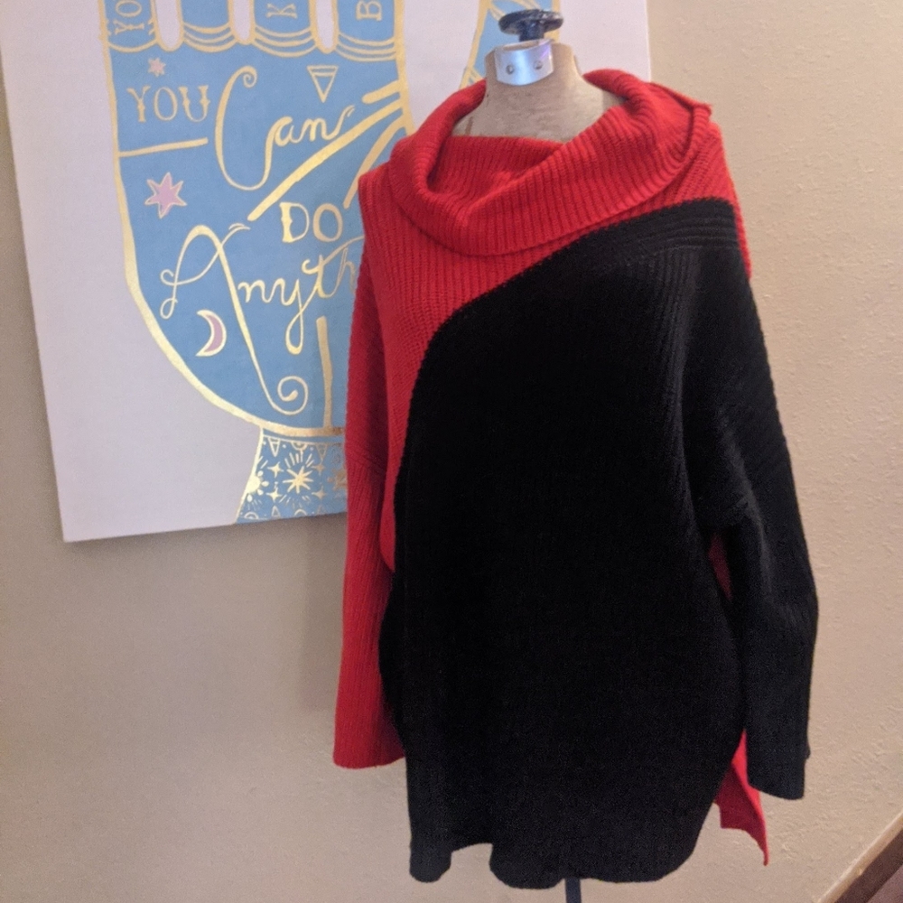 Brand New! Dillards Red & Black Sweater Dress